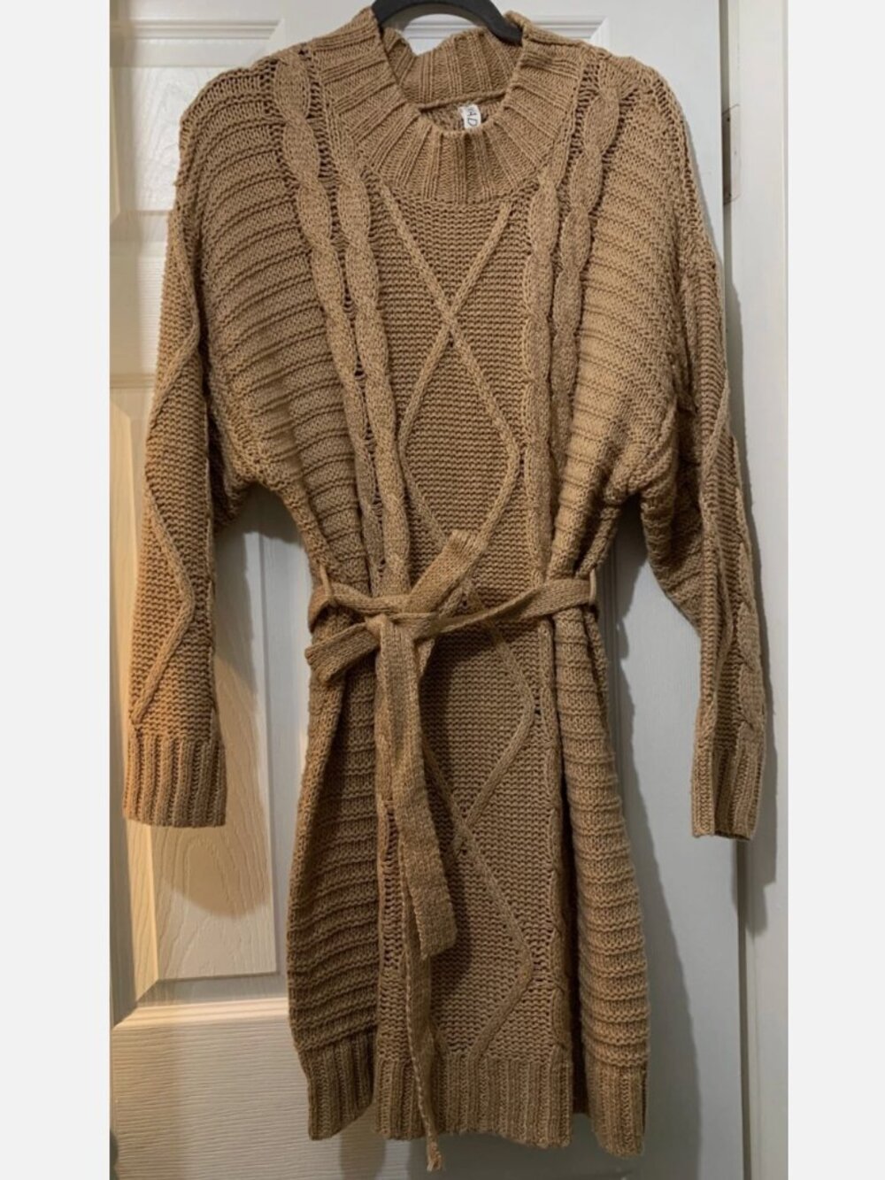 Anthropologie Sweater Dress Amadi Leah Tan Brown Size Large New With Tags